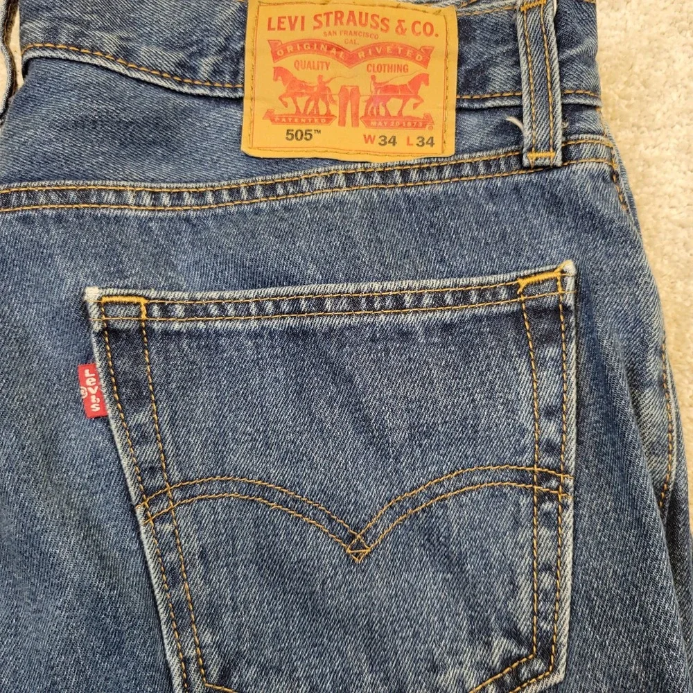 Levi's 505 Mens Jeans Blue‎ 34x34 Straight Leg Classic Fit Denim